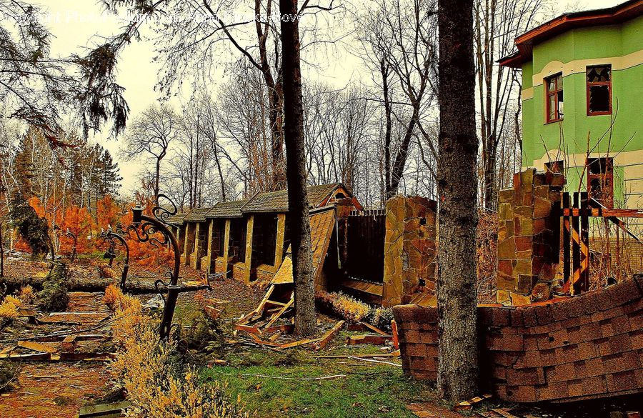 Brick, Bulldozer, Tractor, Vehicle, Building, Cottage, Housing