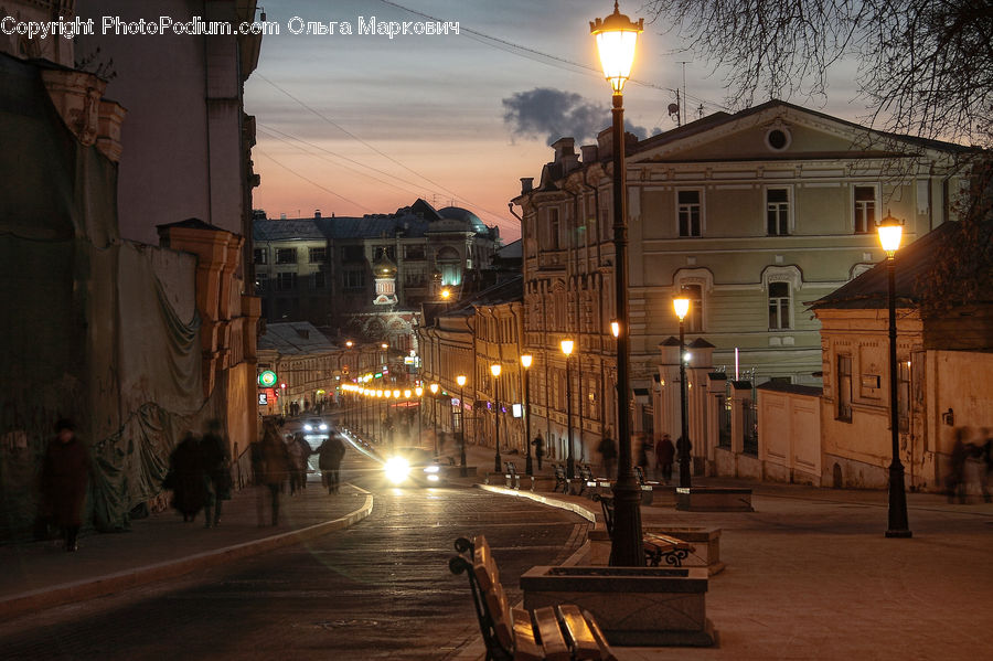 Alley, Alleyway, Road, Street, Town, Lighting, Lamp Post