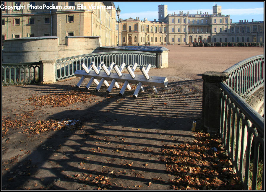Bench, Building, Cobblestone, Pavement, Walkway, City, Downtown