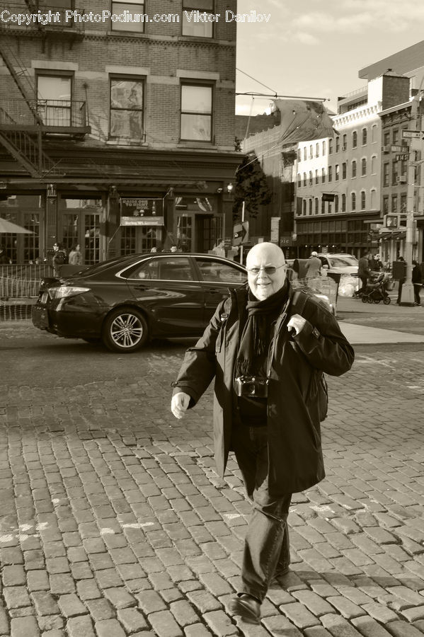 People, Person, Human, Brick, Coat, Automobile, Car