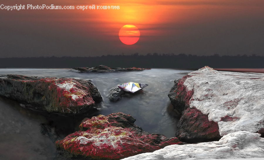 Rock, Boat, Dinghy, Coast, Outdoors, Sea, Water