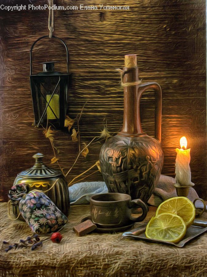 Pot, Pottery, Glass, Goblet, Cup, Dining Table, Furniture