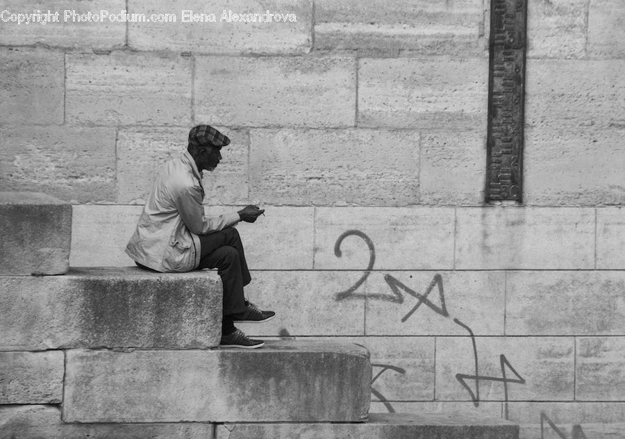 People, Person, Human, Brick, Performer, Bench, Fence