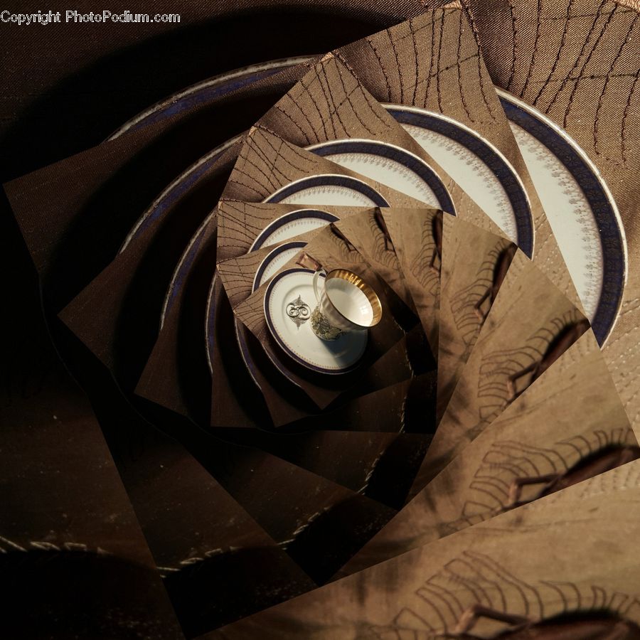 Dish, Food, Plate, Spiral, Banister, Handrail, Lighting
