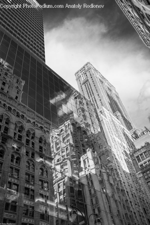 Architecture, City, Downtown, High Rise, Skyscraper, Urban, Drawing