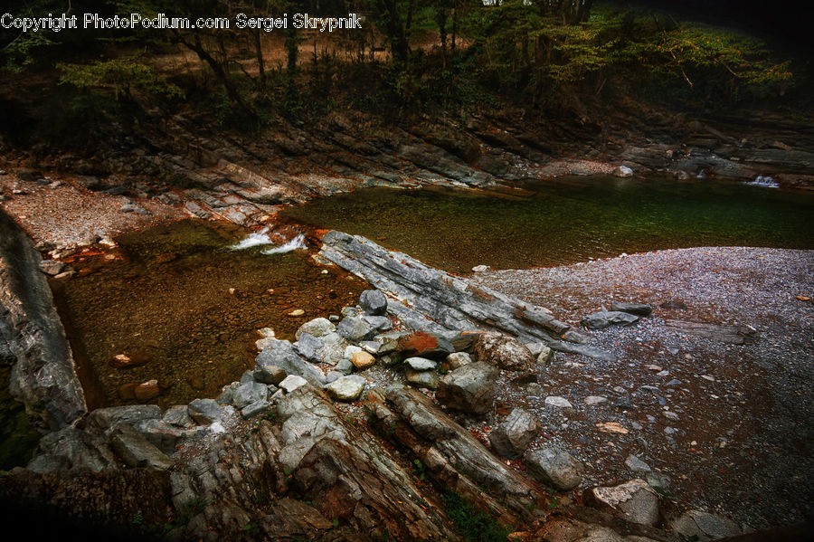 Creek, Outdoors, River, Water, Cave, Rubble, Rock