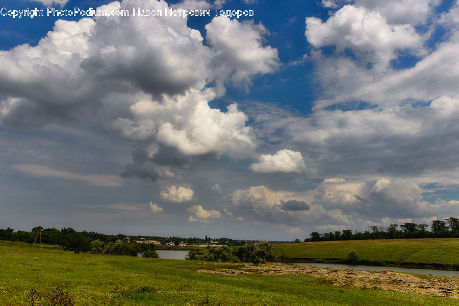Cloud, Cumulus, Sky, Azure Sky, Outdoors, Field, Grass