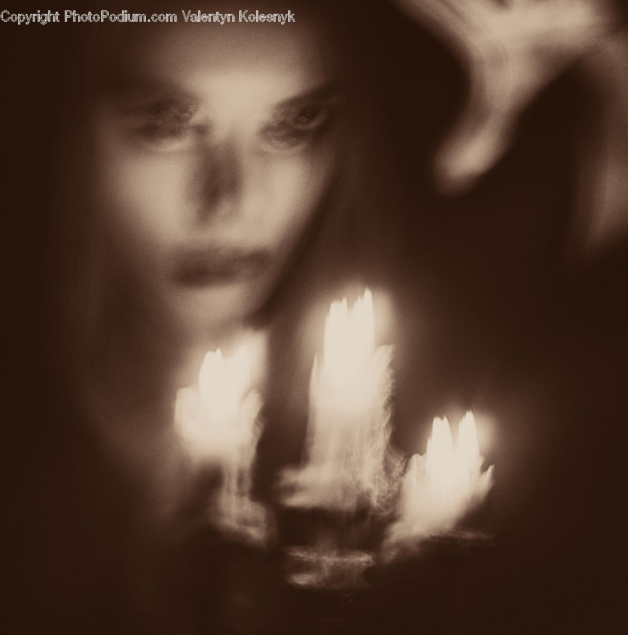 Candle, Fire, Flame, Head, Portrait, Face