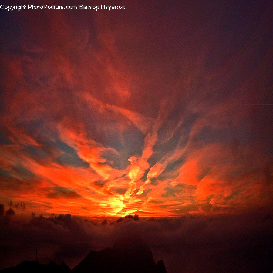Dawn, Dusk, Red Sky, Sky, Sunrise, Sunset, Azure Sky