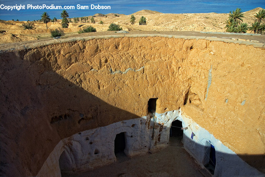 Castle, Fort, Outdoors, Sand, Soil, Ancient Egypt, Palm Tree