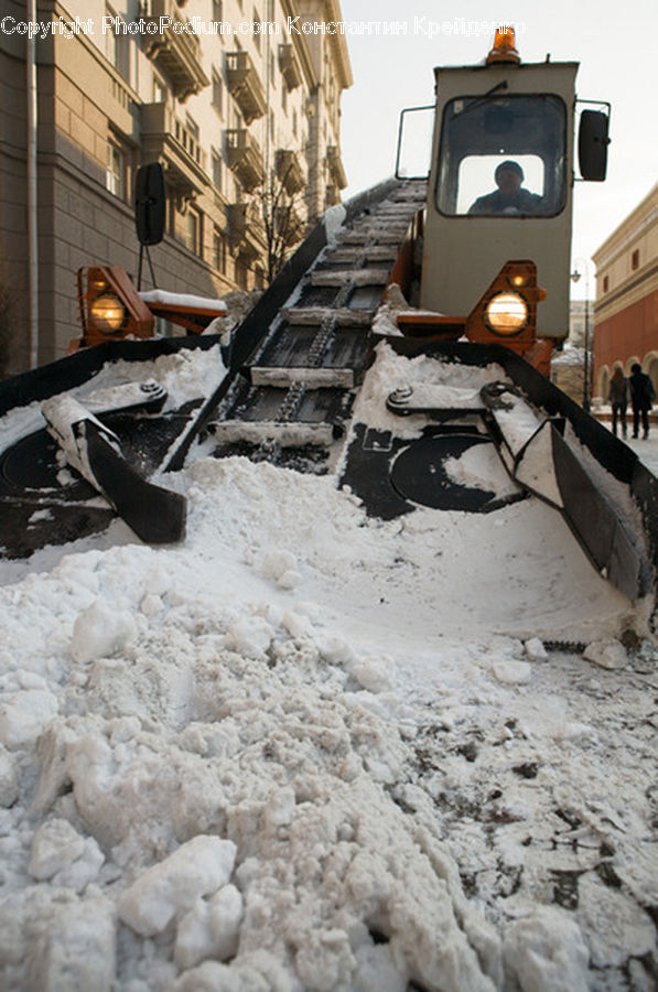 Rubble, Bulldozer, Tractor, Vehicle, Ice, Snow, Snowman