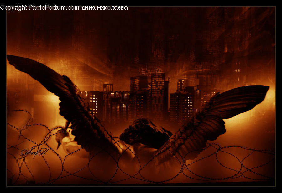 Dragon, Building, City, High Rise