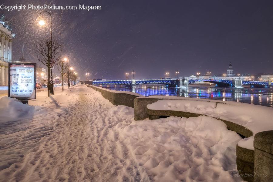 Blizzard, Outdoors, Snow, Weather, Winter, Bridge, Coast