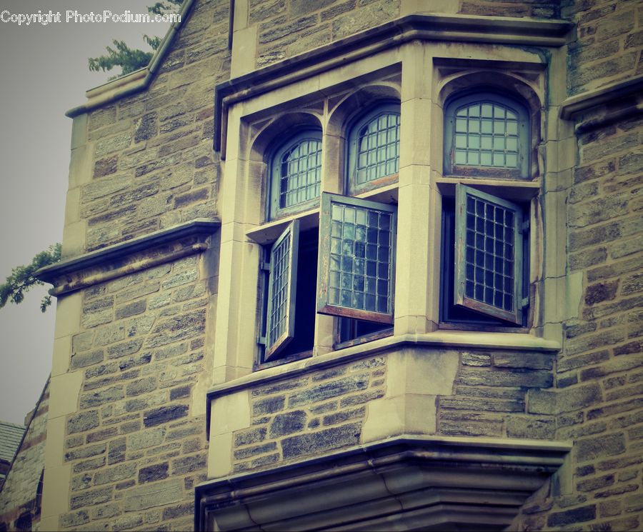Brick, Building, Balcony, Shutter, Window, Window Shade, Arched