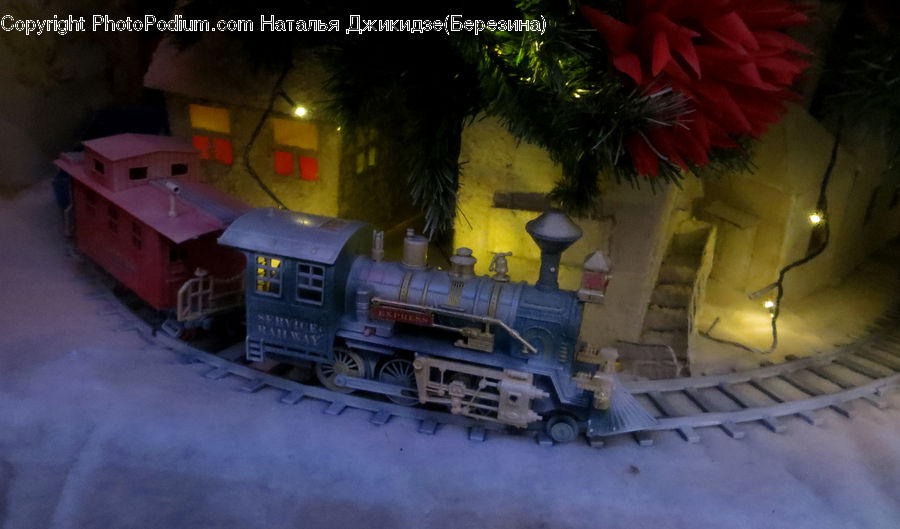 Plant, Potted Plant, Bulldozer, Tractor, Vehicle, Train, Pot