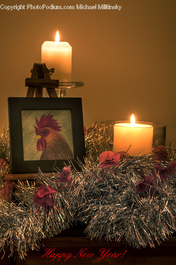 Candle, Fire, Flame, Art, Painting, Lamp, Lampshade