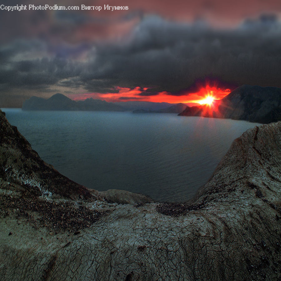 Eruption, Volcano, Coast, Outdoors, Sea, Water, Dawn