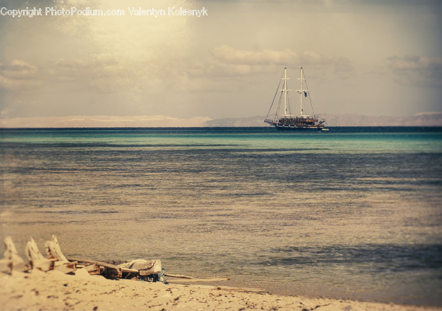 Boat, Yacht, Beach, Coast, Outdoors, Sea, Water