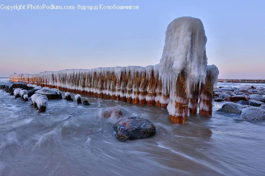 Outdoors, Sea, Sea Waves, Water, Coast, Arctic, Snow