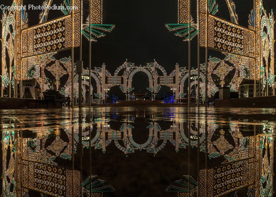 Night, Outdoors, Fountain, Water, Architecture, Cathedral, Church