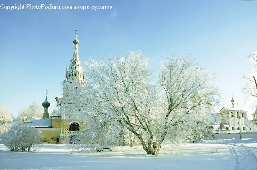 Architecture, Mansion, Ice, Outdoors, Snow, Dome, Mosque