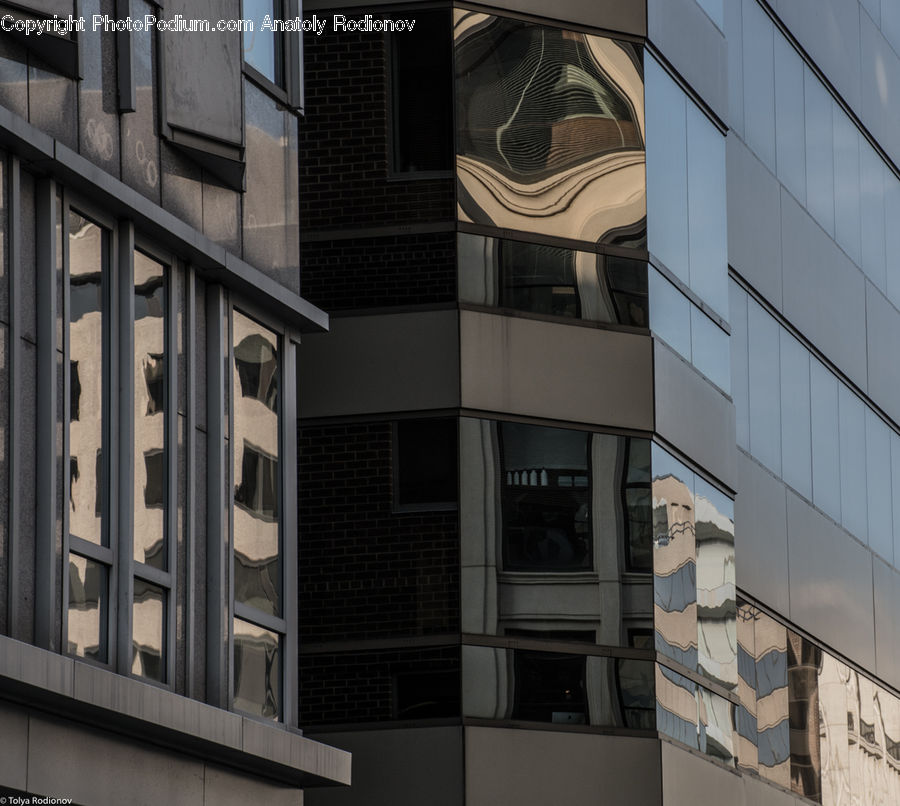 Collage, Poster, Brick, Building, Office Building, Apartment Building, High Rise