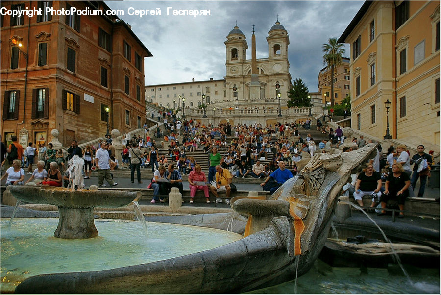 Fountain, Water, Architecture, Downtown, Plaza, Town Square, Art