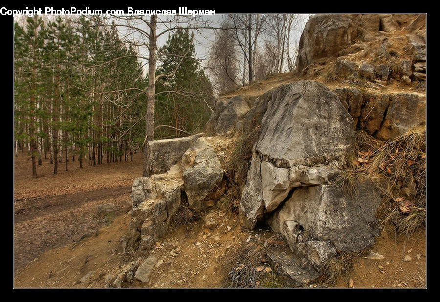 Rock, Cliff, Outdoors, Building, Hut, Shelter, Soil
