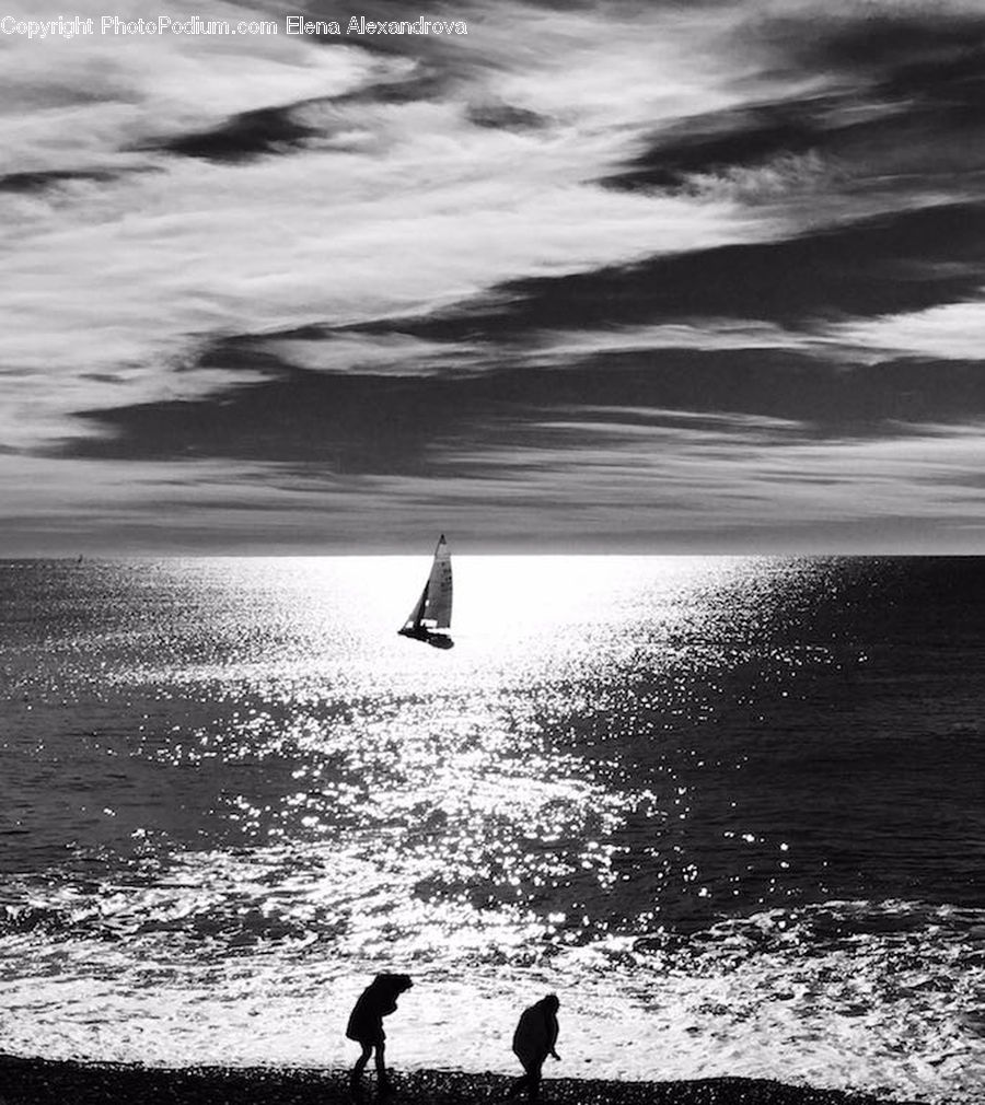 Outdoors, Sea, Water, Silhouette, Beach, Coast, Ocean