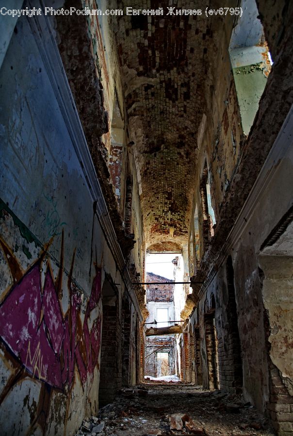 People, Person, Human, Brick, Corridor, Rubble, Hole