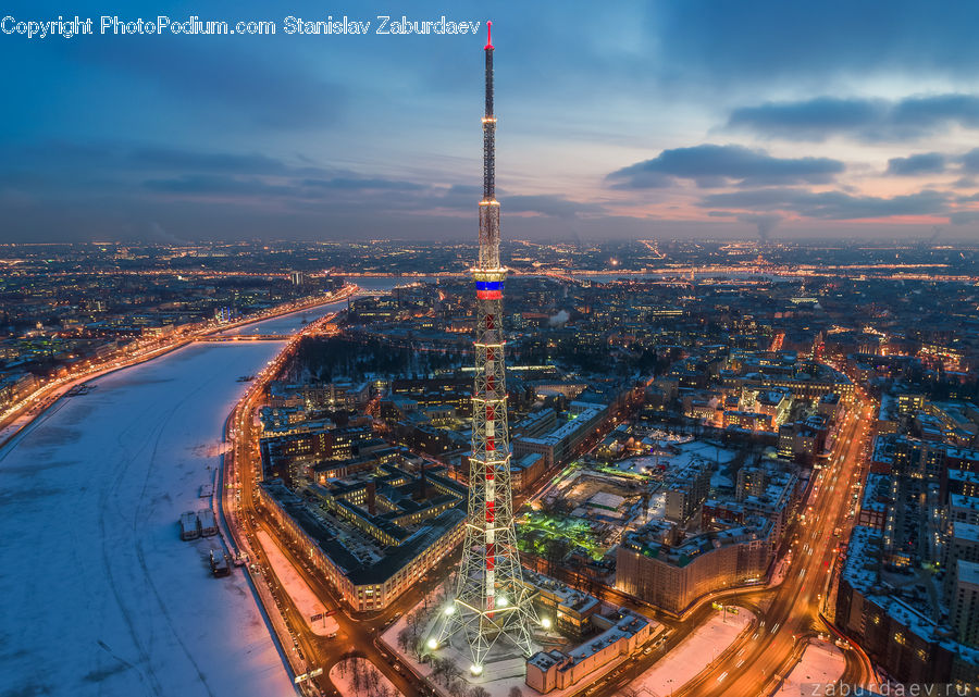 Intersection, Road, Aerial View, City, Downtown, Metropolis, Urban