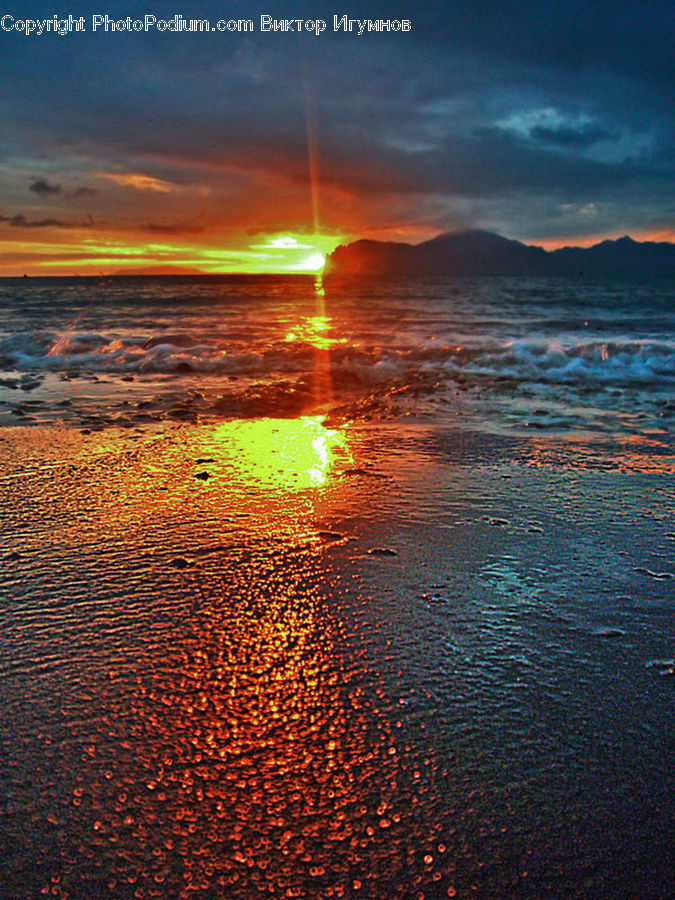 Dusk, Outdoors, Sky, Sunlight, Sunrise, Sunset, Beach