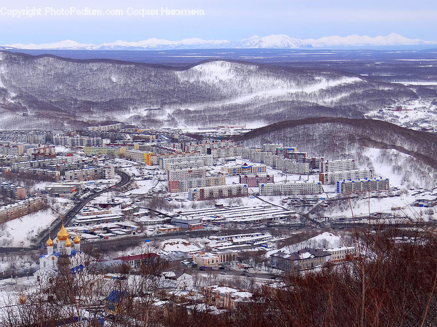 Aerial View, Building, Downtown, Town, City, Neighborhood, Metropolis