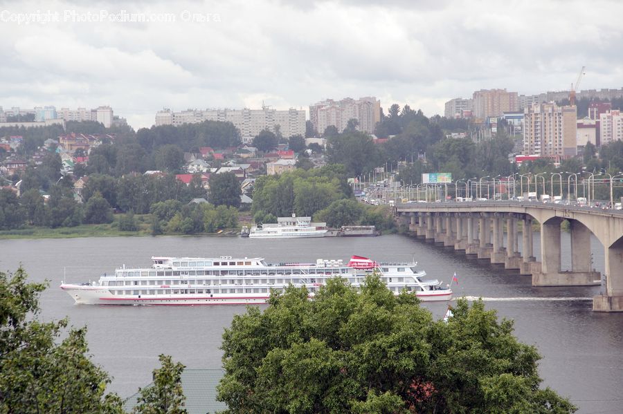 Cruise Ship, Ferry, Freighter, Ship, Tanker, Vessel, Conifer