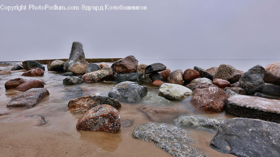 Rock, Pebble, Coast, Outdoors, Sea, Water, Chocolate