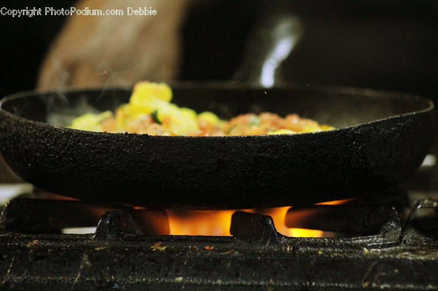 Frying Pan, Wok, Bbq, Food, Fire, Bowl