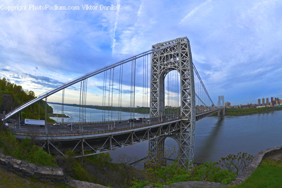 Bridge, Suspension Bridge, Train, Vehicle, Dock, Landing, Pier