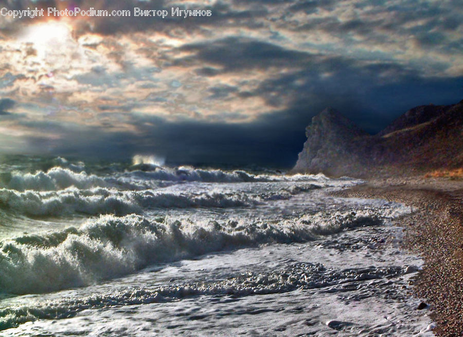 Outdoors, Sea, Sea Waves, Water, Storm, Weather, Crater