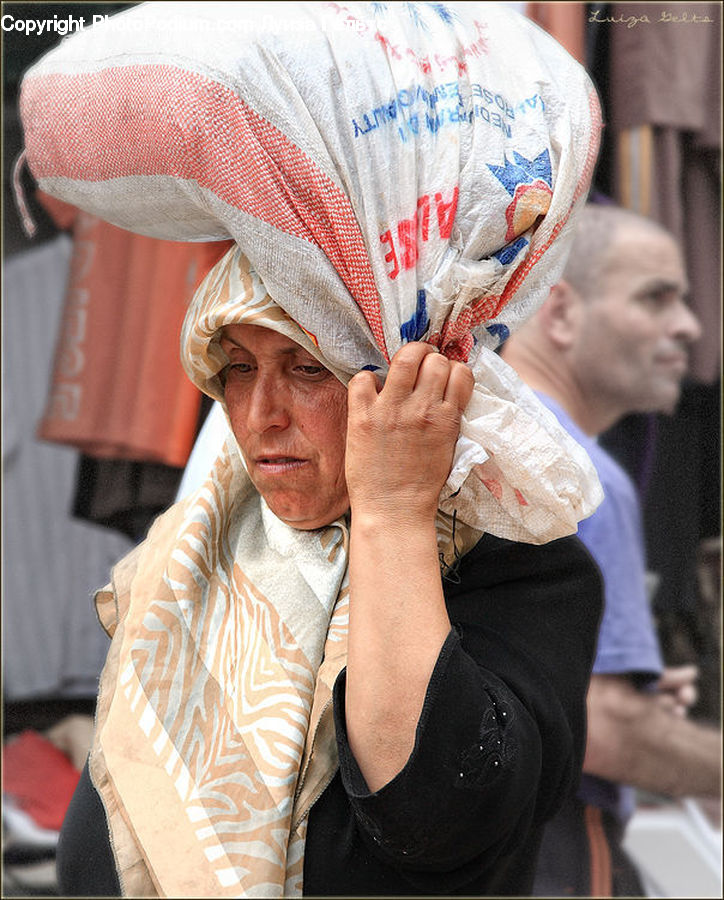 People, Person, Human, Blanket, Towel, Bonnet, Hat