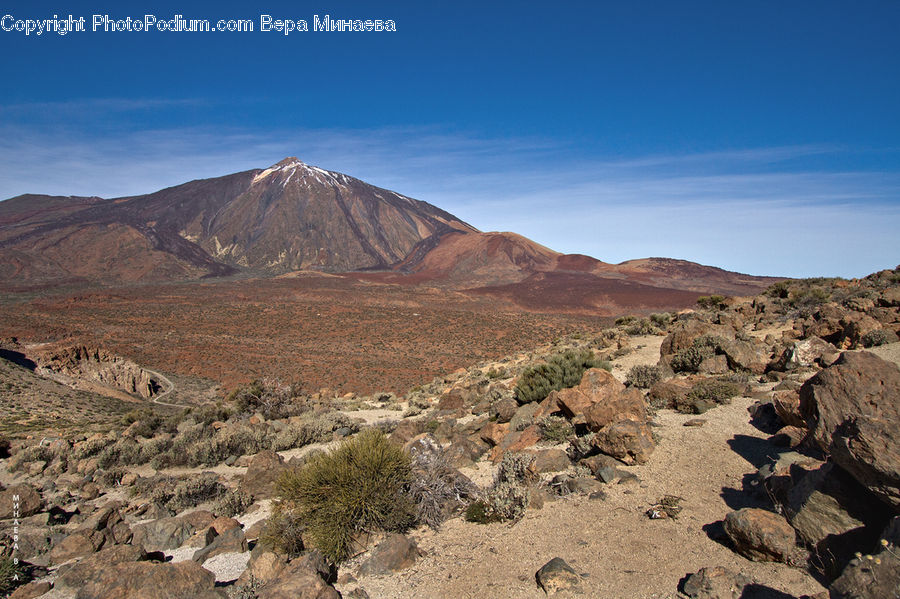 Desert, Outdoors, Wilderness, Crest, Mountain, Peak, Bush