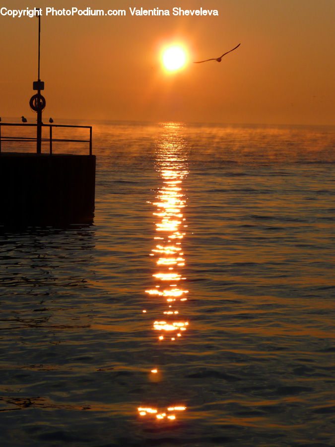 Sun, Candle, Coast, Outdoors, Sea, Water, Dawn