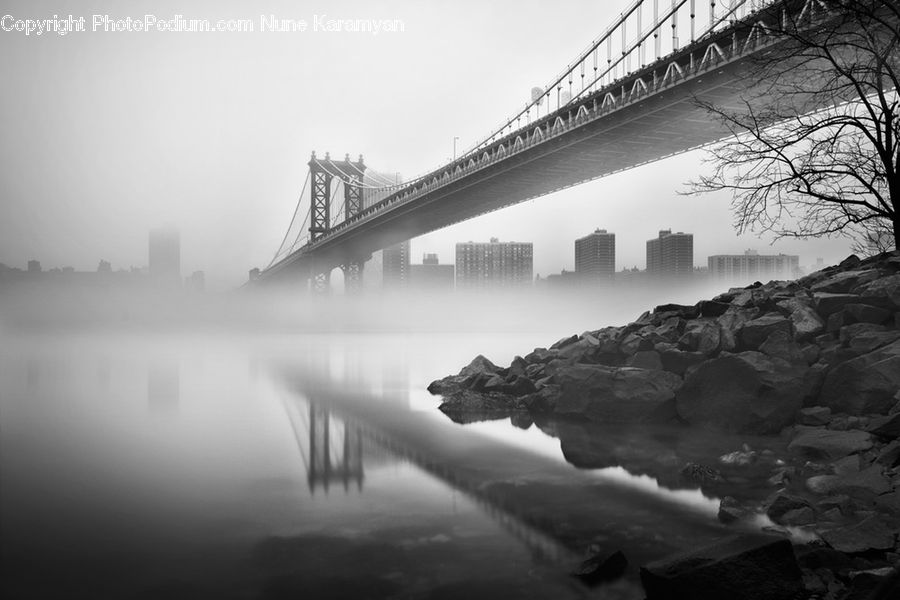 Bridge, Dock, Pier, City, Downtown, Urban