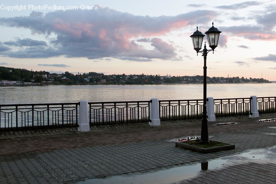 Lamp Post, Pole, Railing, Boardwalk, Deck, Path, Sidewalk