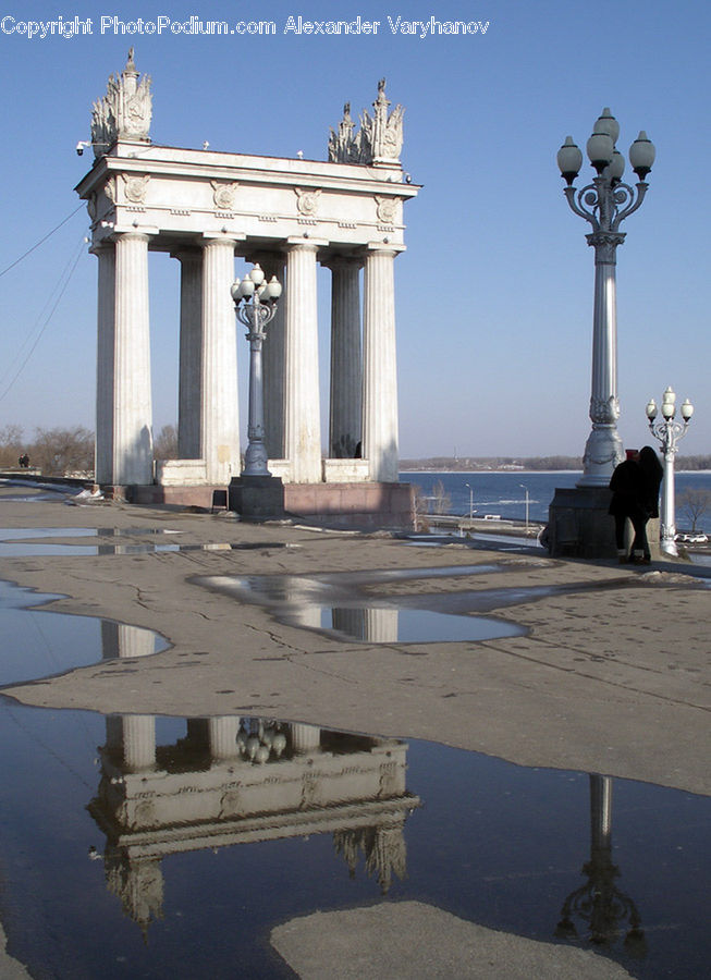 Puddle, Monument, Art, Sculpture, Statue, Lamp Post, Pole