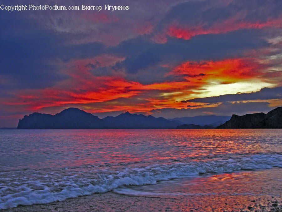 Dawn, Dusk, Red Sky, Sky, Sunrise, Sunset, Beach