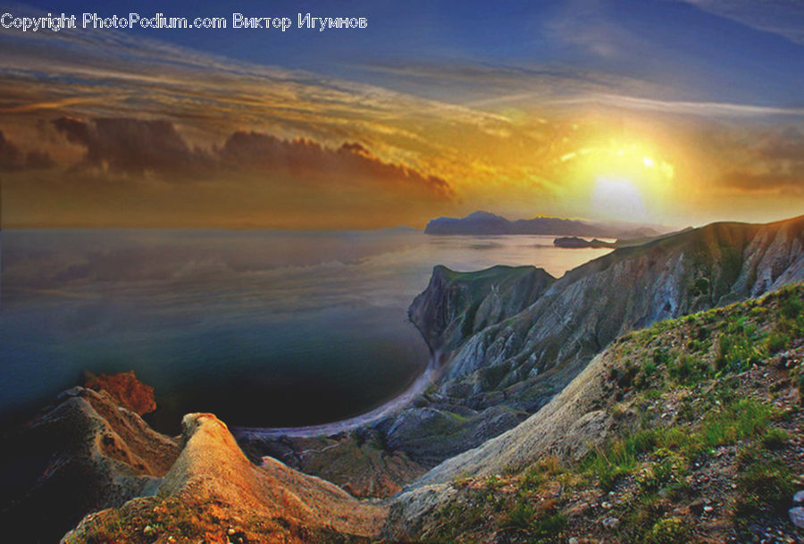 Dawn, Dusk, Sky, Sunrise, Sunset, Crest, Mountain