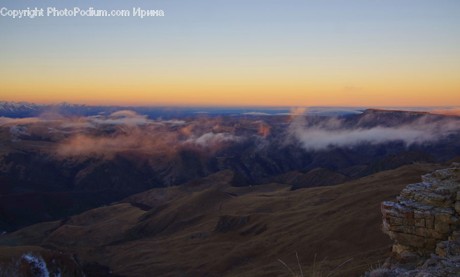 Rock, Mountain, Mountain Range, Outdoors, Dawn, Dusk, Sky