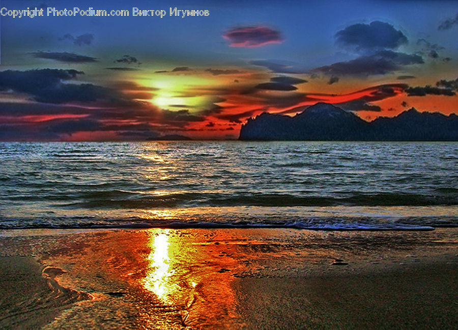 Beach, Coast, Outdoors, Sea, Water, Dusk, Sky