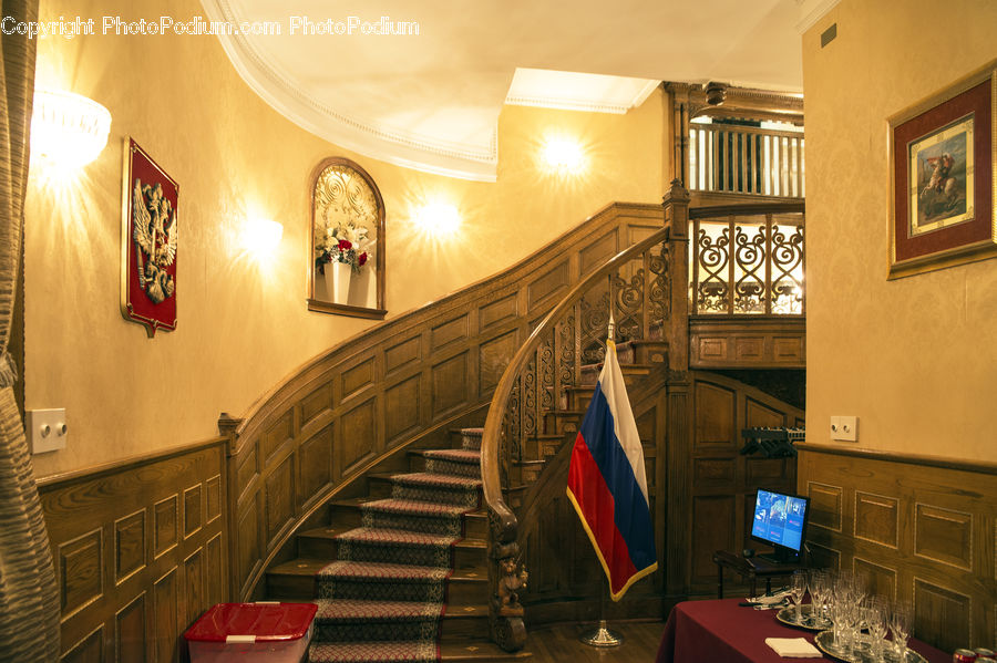 Banister, Handrail, Staircase, Art, Painting, Tent, Dining Room