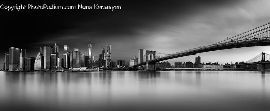 City, Downtown, Metropolis, Urban, Bridge, Building, High Rise
